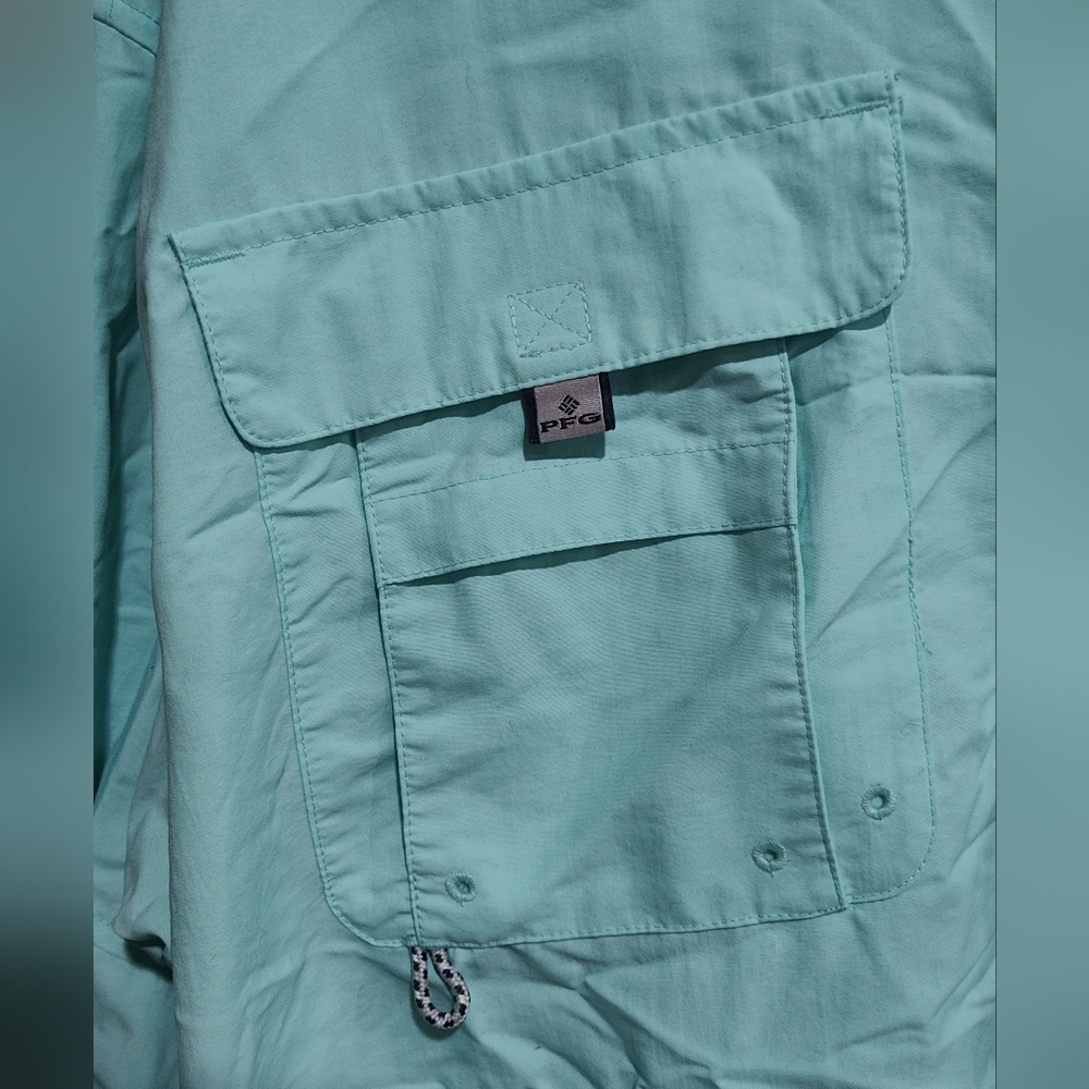Columbia PFG Omni-Shade Men's Shirt Size XXL  Fishing Vent Green Roll Tab Sleeve - Picture 5 of 11